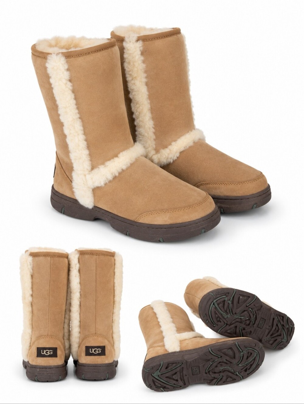 UGG Sunburst Tall Chestnut Suede Shearling Boots EU 38 US7